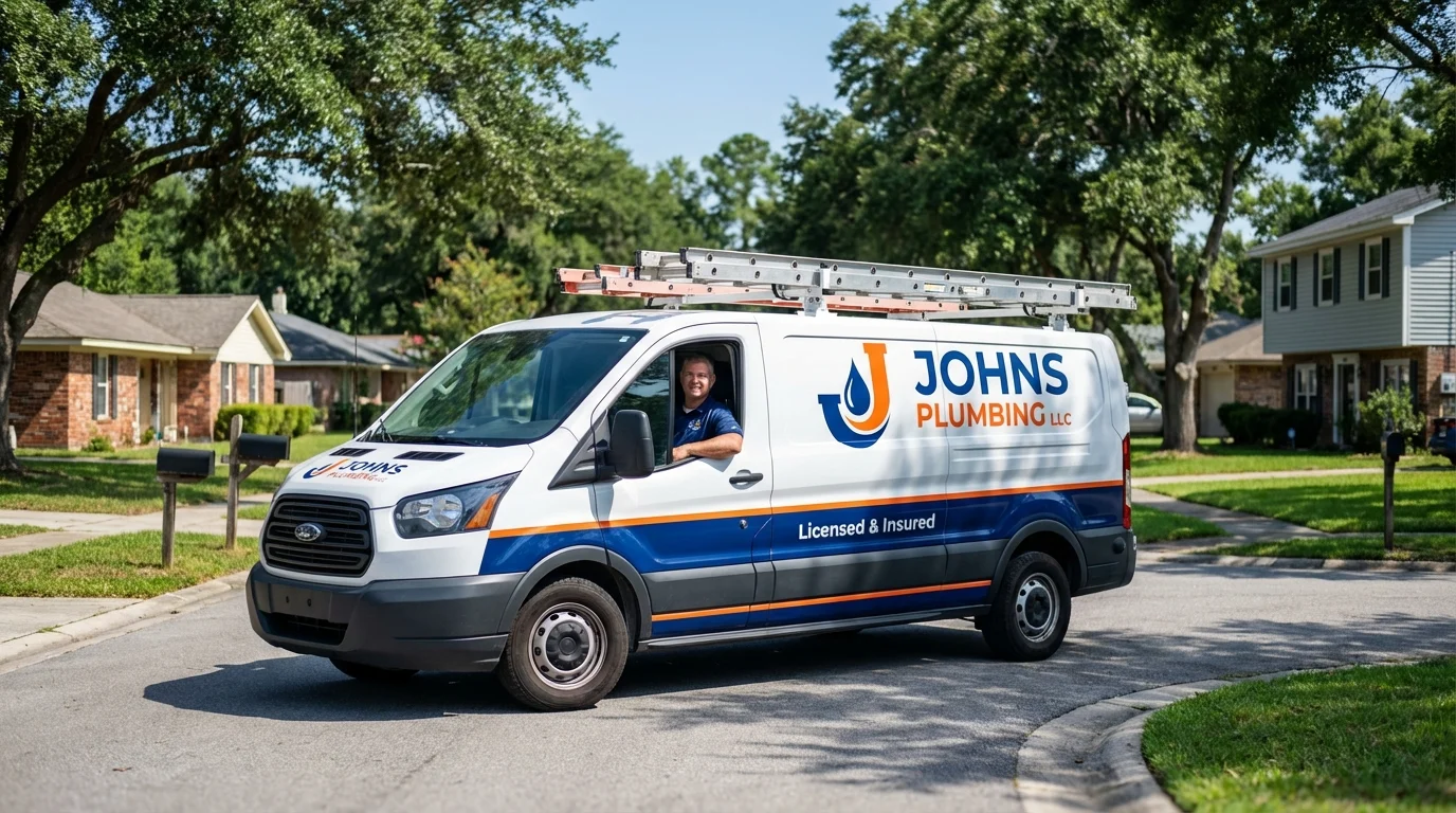Johns Plumbing LLC service van in Allegany, NY
