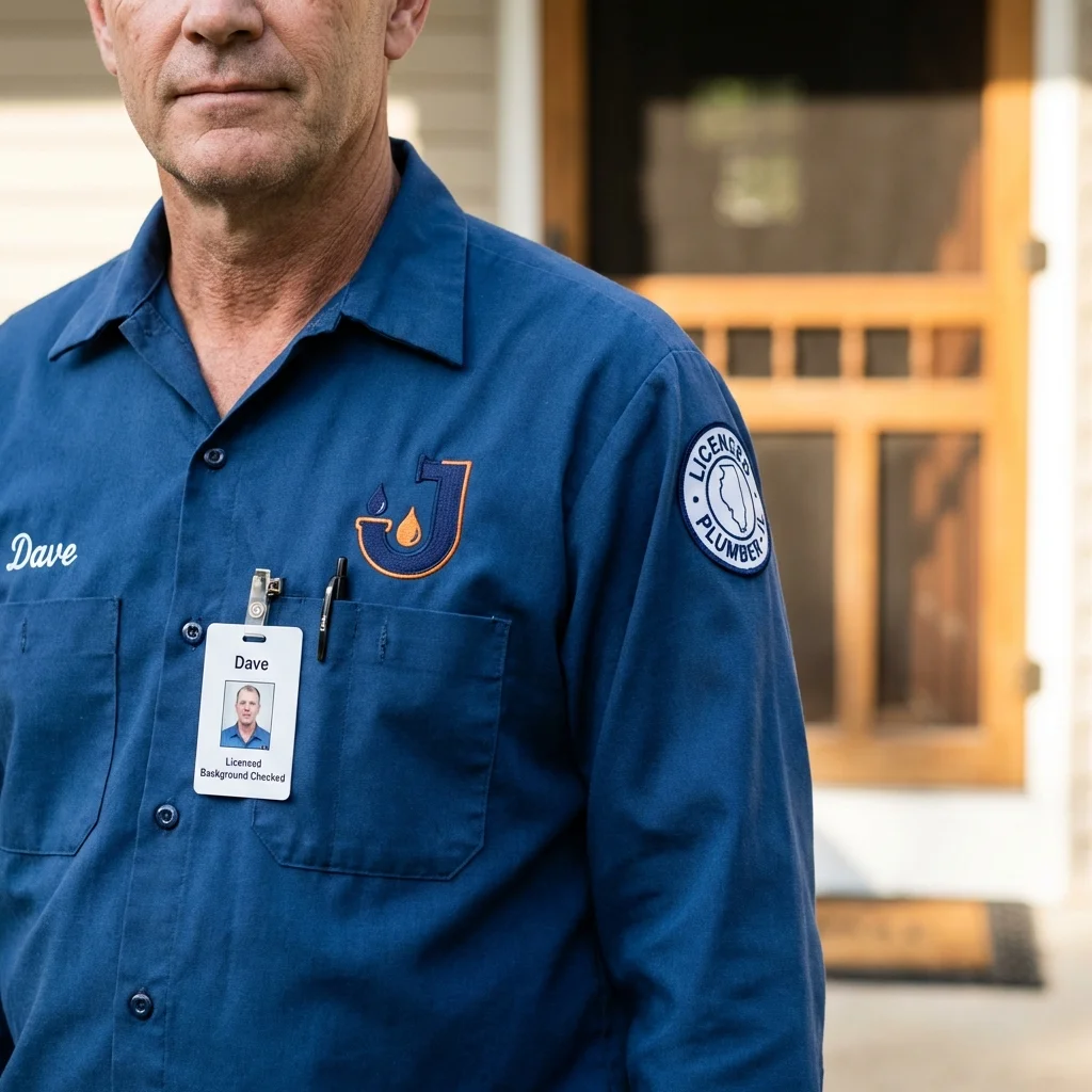 Licensed plumber showing ID badge in Allegany, NY