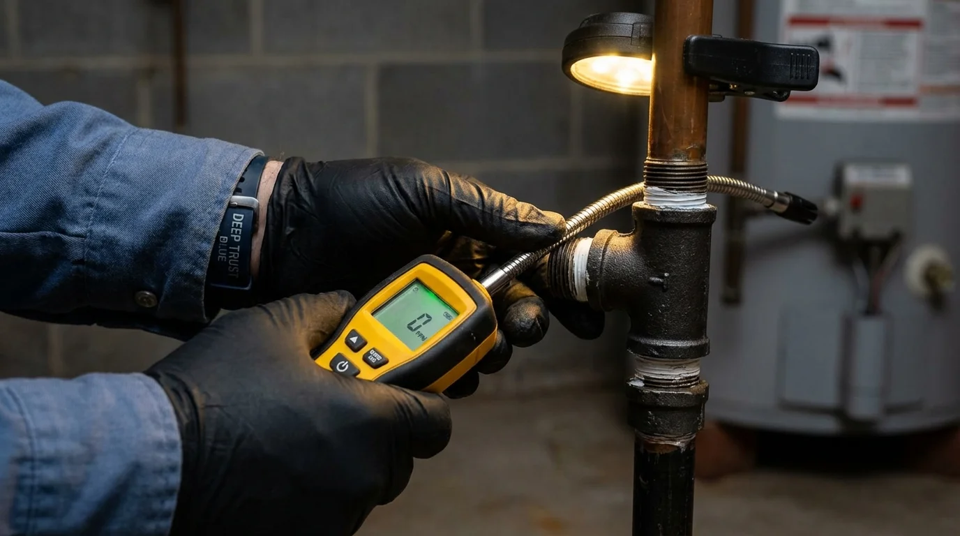 Gas leak detection with electronic sniffer by Johns Plumbing LLC in Allegany
