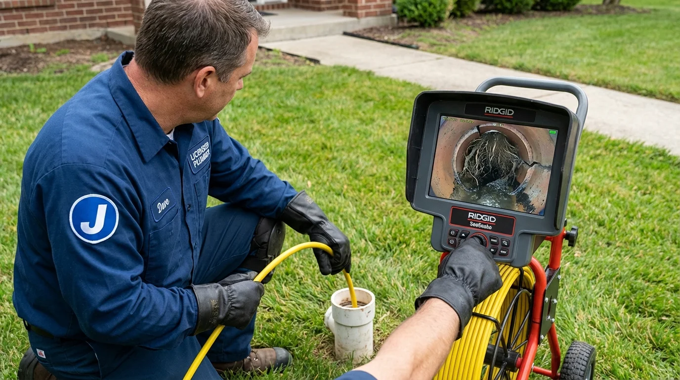 Sewer camera inspection being performed by Johns Plumbing LLC in Allegany